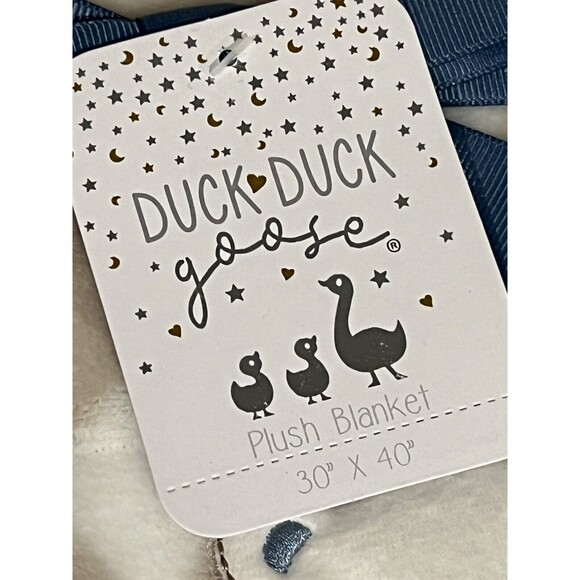 Duck Duck Goose Teddy Bear Embroidered Baby Blanket Love Diagonal Stripes New - Picture 3 of 4